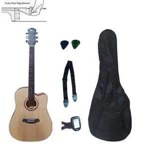 Swan7 SW41C Maven Series Natural Acoustic Guitar Combo Package with Bag, Picks, Strap, and Tuner
